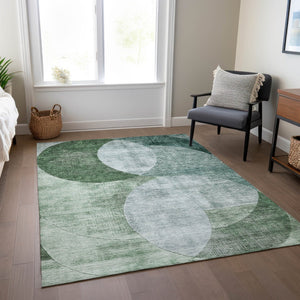 Homeroots 3' Geometric Artichoke Green, Brown & Beige Washable Indoor-outdoor Area Rug For Versatile Style 9' X 12' Polyester 604945