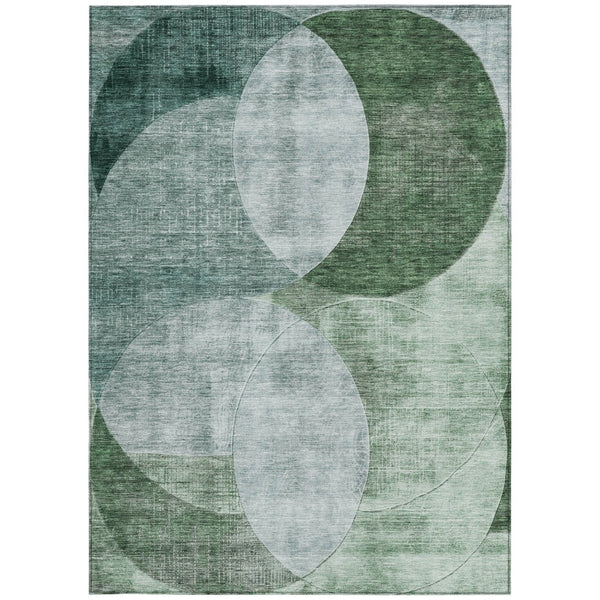 Homeroots 3' Geometric Artichoke Green, Brown & Beige Washable Indoor-outdoor Area Rug For Versatile Style 10' X 14' Polyester 604946