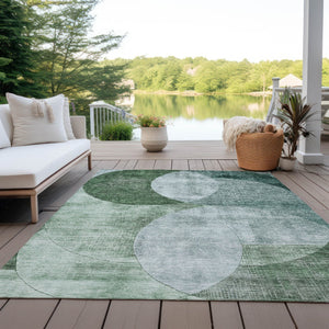Homeroots 3' Geometric Artichoke Green, Brown & Beige Washable Indoor-outdoor Area Rug For Versatile Style 10' X 14' Polyester 604946