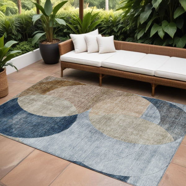 Homeroots 3' Geometric Artichoke Green, Brown & Beige Washable Indoor-outdoor Area Rug For Versatile Style 9' X 12' Polyester 604951