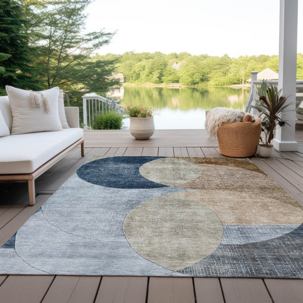 Homeroots 3' Geometric Artichoke Green, Brown & Beige Washable Indoor-outdoor Area Rug For Versatile Style 9' X 12' Polyester 604951