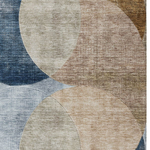 Homeroots 3' Geometric Artichoke Green, Brown & Beige Washable Indoor-outdoor Area Rug For Versatile Style 9' X 12' Polyester 604951