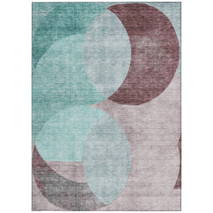 Homeroots 3' Geometric Artichoke Green, Brown & Beige Washable Indoor-outdoor Area Rug For Versatile Style 5' X 8' Polyester 604954