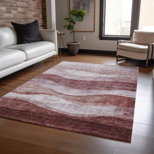 Homeroots 3' Blush And Brown Abstract Washable Area Rug For Indoor And Outdoor Use - Stylish And Durable Design 3' X 5' Polyester 604959