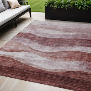 Homeroots 3' Blush And Brown Abstract Washable Area Rug For Indoor And Outdoor Use - Stylish And Durable Design 5' X 8' Polyester 604960