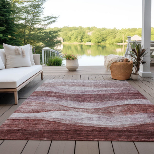 Homeroots 3' Blush And Brown Abstract Washable Area Rug For Indoor And Outdoor Use - Stylish And Durable Design 5' X 8' Polyester 604960