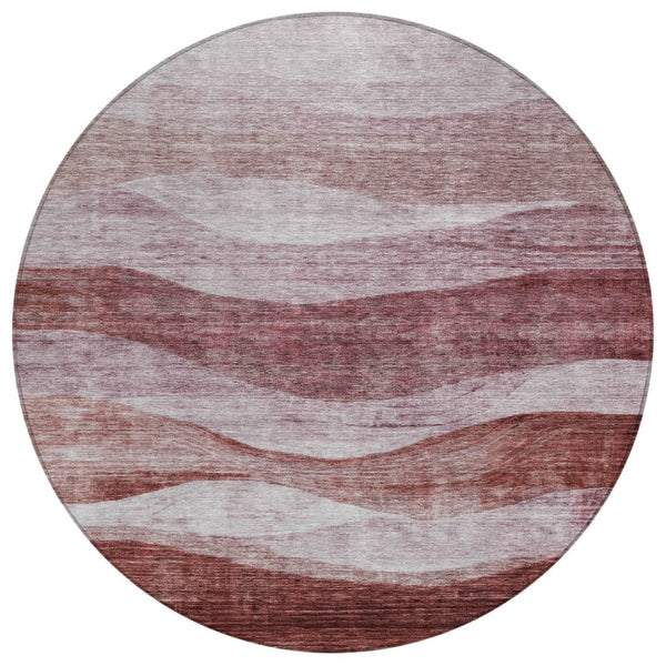 HomeRoots 5' Blush and Brown Abstract Area Rug – Stylish, Washable, Indoor/Outdoor Design for Every Space 8' Round 604961
