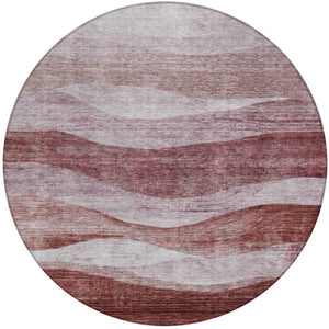 Homeroots 3' Blush And Brown Abstract Washable Area Rug For Indoor And Outdoor Use - Stylish And Durable Design 8' Round Polyester 604961