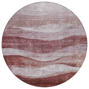 Homeroots 3' Blush And Brown Abstract Washable Area Rug For Indoor And Outdoor Use - Stylish And Durable Design 8' Round Polyester 604961