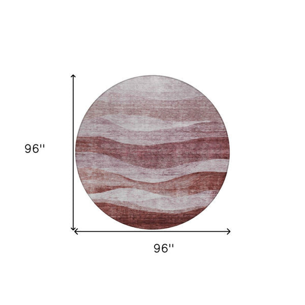 Homeroots 3' Blush And Brown Abstract Washable Area Rug For Indoor And Outdoor Use - Stylish And Durable Design 8' Round Polyester 604961