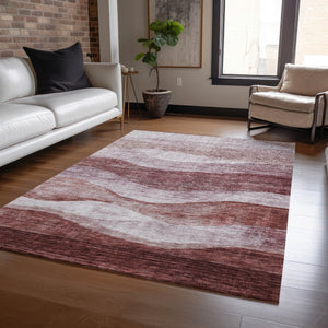 Homeroots 3' Blush And Brown Abstract Washable Area Rug For Indoor And Outdoor Use - Stylish And Durable Design 9' X 12' Polyester 604963