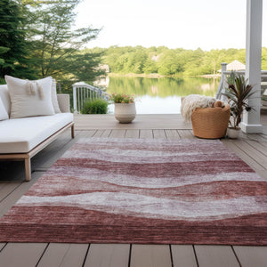 Homeroots 3' Blush And Brown Abstract Washable Area Rug For Indoor And Outdoor Use - Stylish And Durable Design 10' X 14' Polyester 604964