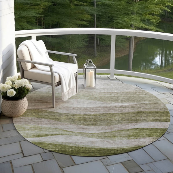 Homeroots 3' Blush And Brown Abstract Washable Area Rug For Indoor And Outdoor Use - Stylish And Durable Design 8' Round Polyester 604973