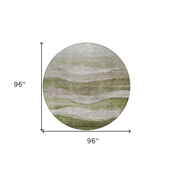 Homeroots 3' Blush And Brown Abstract Washable Area Rug For Indoor And Outdoor Use - Stylish And Durable Design 8' Round Polyester 604973