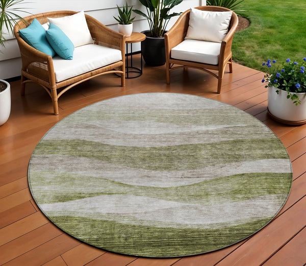 Homeroots 3' Blush And Brown Abstract Washable Area Rug For Indoor And Outdoor Use - Stylish And Durable Design 8' Round Polyester 604973