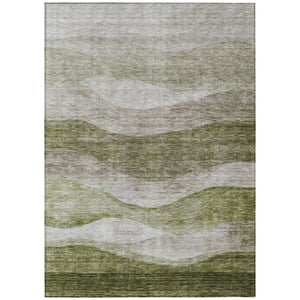 HomeRoots 5' Stylish Green and Beige Abstract Area Rug – Durable, Washable, Perfect for Indoor and Outdoor Use 8' X 10' 604974