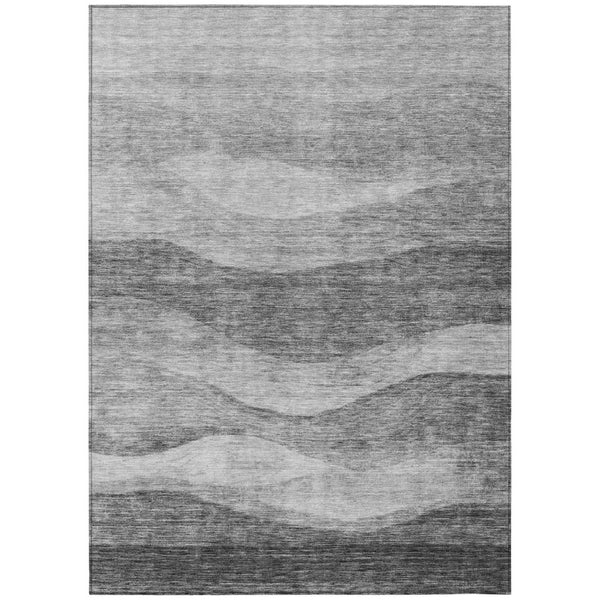 HomeRoots 5' Gray and Charcoal Abstract Area Rug - Stylish, Washable, Durable for Indoor and Outdoor Spaces 10' X 14' 604982