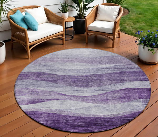 Homeroots 3' Blush And Brown Abstract Washable Area Rug For Indoor And Outdoor Use - Stylish And Durable Design 8' Round Polyester 604985