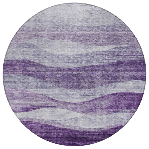 HomeRoots 5' Vibrant Lavender and Purple Abstract Rug - Durable, Washable Indoor/Outdoor Decor for Any Space 8' Round 604985