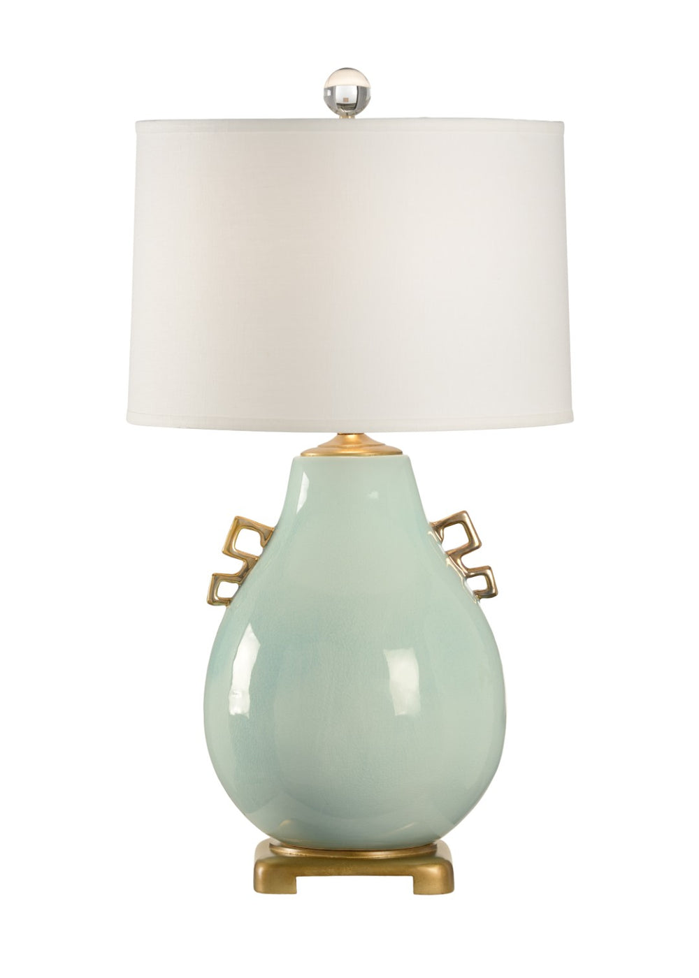 Wildwood Ming Sculptural Lamp In Robin’S Egg Blue With Gold Leaf Base, 33.5" Ceramic Accent Light For Rooms 60499