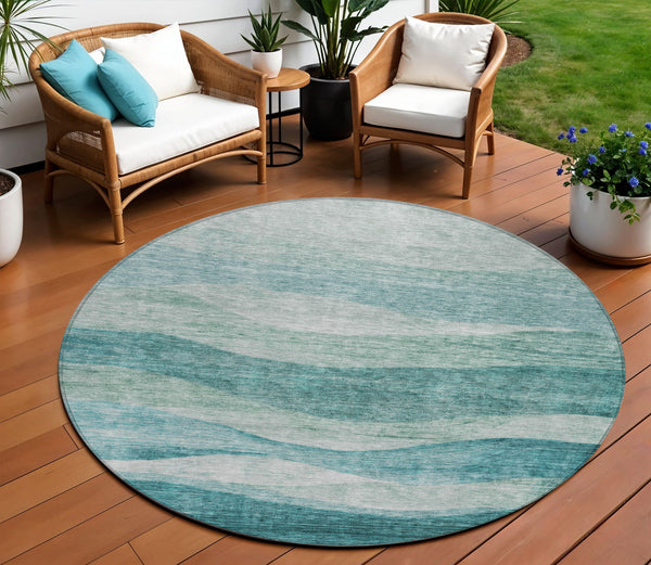 Homeroots 3' Blush And Brown Abstract Washable Area Rug For Indoor And Outdoor Use - Stylish And Durable Design 8' Round Polyester 604991