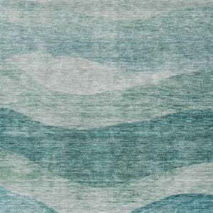 HomeRoots 5' Vibrant Teal Blue and Aqua Abstract Washable Area Rug for Indoor and Outdoor Living Spaces 10' X 14' 604994