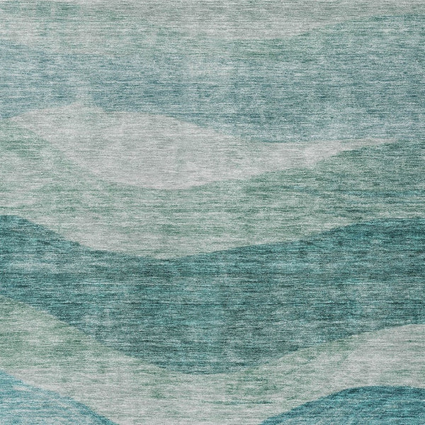 HomeRoots 5' Vibrant Teal Blue and Aqua Abstract Washable Area Rug for Indoor and Outdoor Living Spaces 10' X 14' 604994