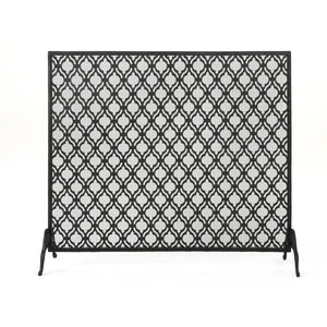 English Elm Christopher Knight Home® - FIRE Iron Single Panel Elmer Fireplace Screen — Durable Decorative Hearth Shield Protects Home Interiors Black 61130.00BLK