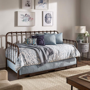 Luca Iron Spindle Daybed with Trundle Arched Frame for Guest or Living Rooms
