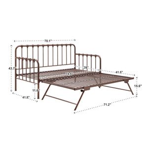 Luca Iron Spindle Daybed with Trundle Arched Frame for Guest or Living Rooms