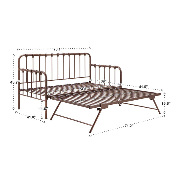 Luca Iron Spindle Daybed with Trundle Arched Frame for Guest or Living Rooms
