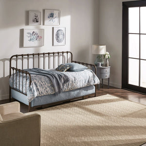 Luca Iron Spindle Daybed with Trundle Arched Frame for Guest or Living Rooms