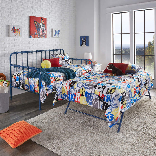 Luca Iron Spindle Daybed with Trundle Arched Frame for Guest or Living Rooms