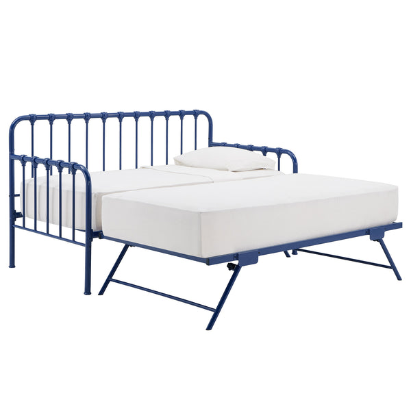 Luca Iron Spindle Daybed with Trundle Arched Frame for Guest or Living Rooms