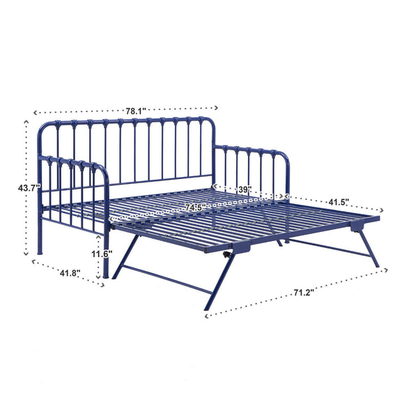 Luca Iron Spindle Daybed with Trundle Arched Frame for Guest or Living Rooms