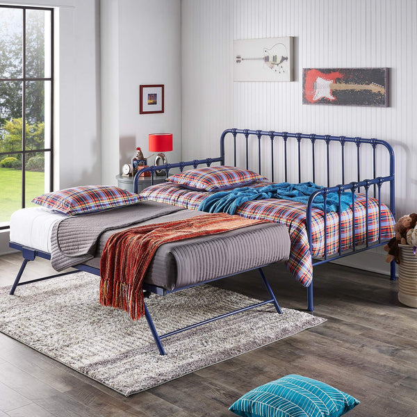 Luca Iron Spindle Daybed with Trundle Arched Frame for Guest or Living Rooms