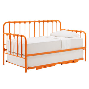 Luca Iron Spindle Daybed with Trundle Arched Frame for Guest or Living Rooms
