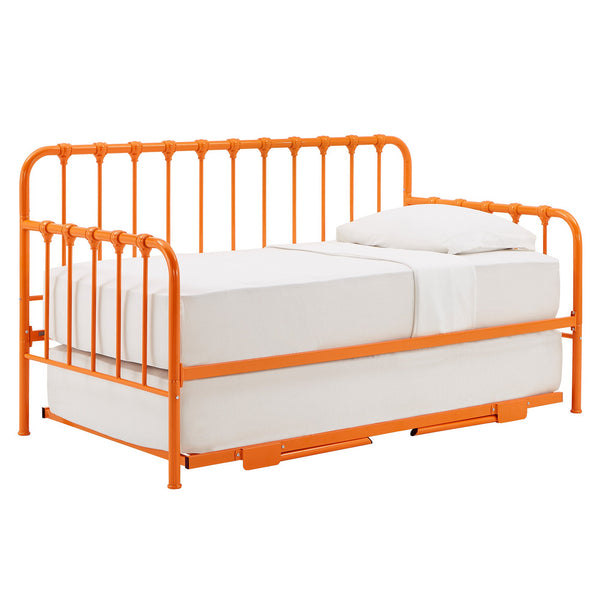 Luca Iron Spindle Daybed with Trundle Arched Frame for Guest or Living Rooms