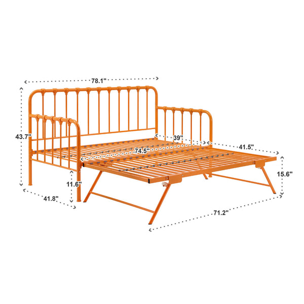 Luca Iron Spindle Daybed with Trundle Arched Frame for Guest or Living Rooms