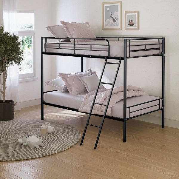 English Elm Contemporary Twin-over-Full Bunk Bed with Sturdy Metal Frame, Two-Tone Finish, Space-Saving Design Black 81 L x 15 W x 7 H B2741P347313
