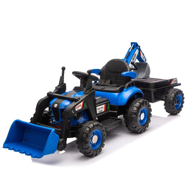 English Elm 24v Kids Electric Tractor with Swappable Construction Attachments and Parent Remote W1578P230011