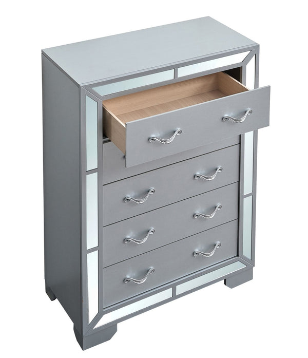 English Elm Murry Glam Five Drawer Chest with Mirror Fronts and Chrome Hardware for Bedroom B078P473040