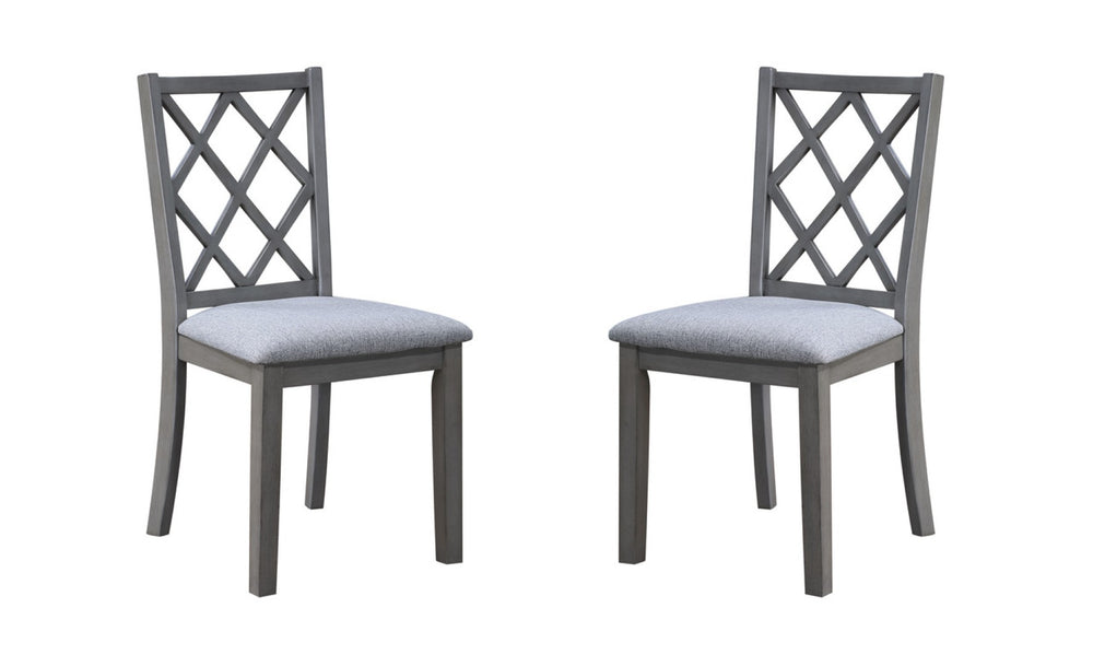 English Elm Carmineset Rustic Cross Back Dining Chairs Solid Rubberwood Gray Upholstered Seat 2 Pack B2749P413321