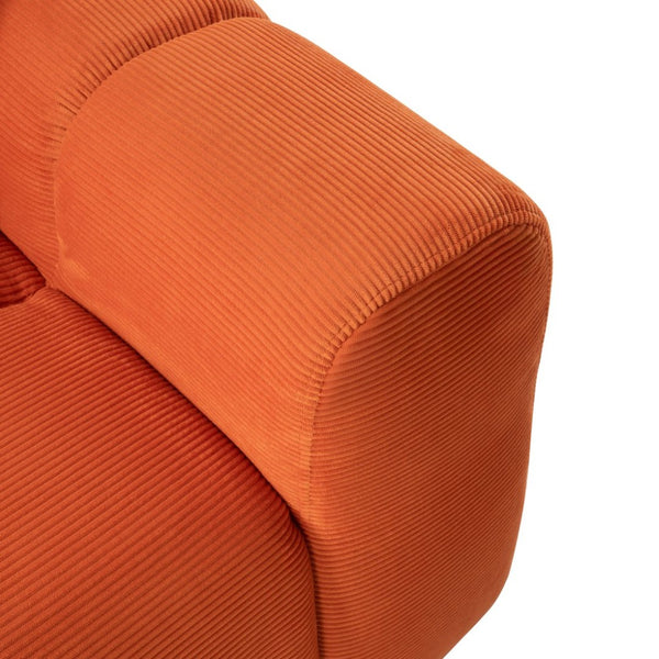 English Elm 98.4" Corduroy Cloud Puff Sofa Vacuum Packed 4-seater Living Room Couch with Pillows Orange W5515P477306