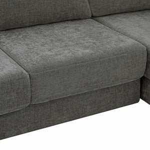 English Elm L-shaped Chenille Sectional Sofa with Deep Modular Seating and Layered Cushion Comfort Dark Grey N763S000090R