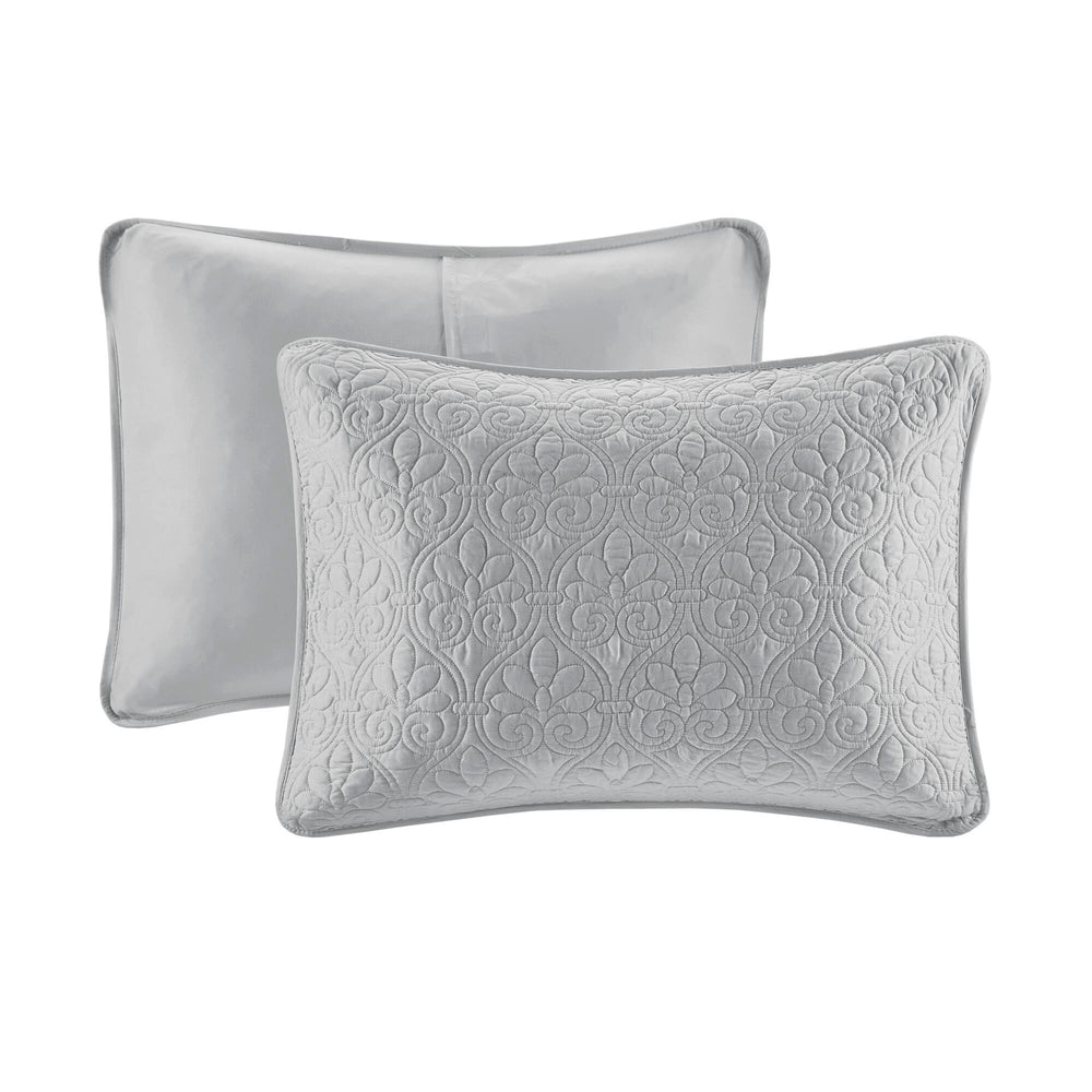 JLA Home Madison Park - 3 Reversible Quilt Set with Cottage Stitch Texture, Antimicrobial Cotton Fill for Year-Round Comfort and Durability Grey MP13-2581