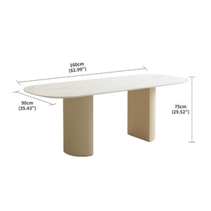 English Elm Carbon Steel Dining Table with Stone Top and Matte Black Frame for Modern Rooms W1002S00010