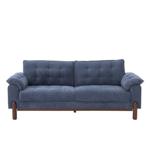English Elm 83.5 In. Three Seat Boucle Sofa with Looped Texture and Lumbar Support for Living Rooms Navy Blue N773IS00096N