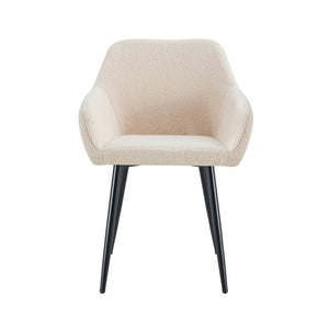 English Elm Leisure Modern Accent Arm Chairs Set Of 2 - Beige Teddy Fabric With Sturdy Black Metal Legs W370P203684