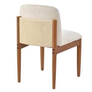 English Elm Modern Woven Rope Back Dining Chairs Walnut Rubberwood Legs Set of 2 for Any Room N762P379418D